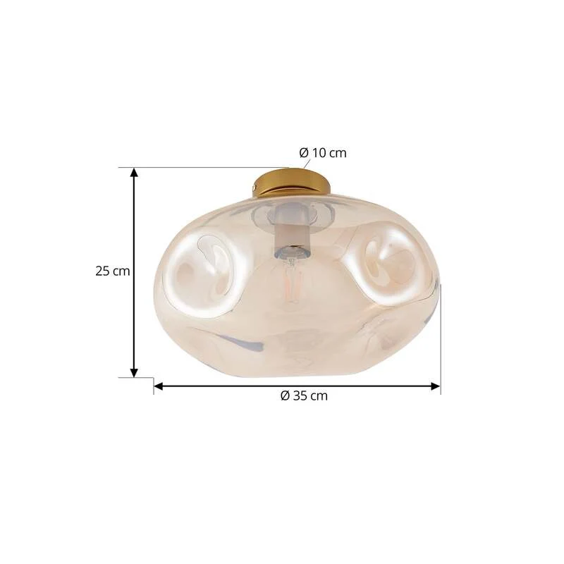 B-Ware Lindby Deckenleuchte Lelia amber Glas Ø 35 cm dimmbar für Wohnzimmer
