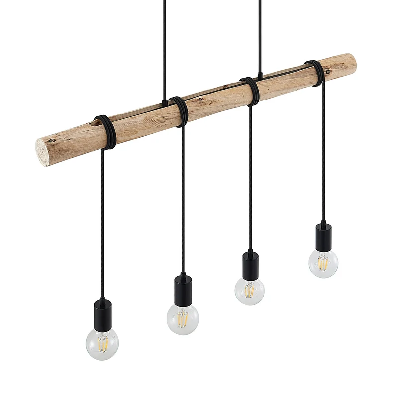 B-Ware Lindby Hängeleuchte Ferris 4-flammig LED Pendelleuchte Lampe Holz schwarz 90cm