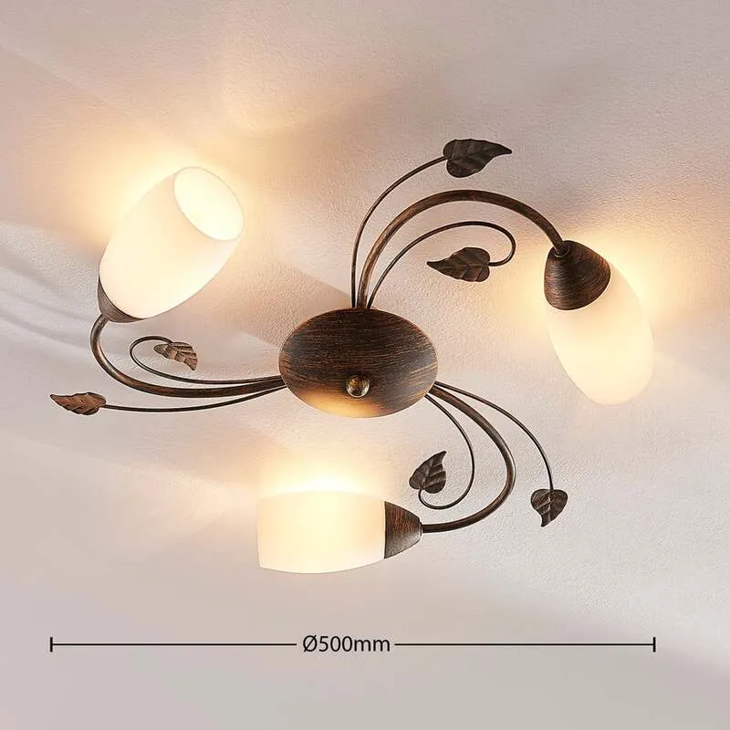 B-Ware Lindby Deckenleuchte Stefania LED Lampe Leuchte dimmbar schwarz-gold Ø46cm 3-flg