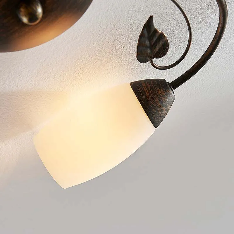 B-Ware Lindby Deckenleuchte Stefania LED Lampe Leuchte dimmbar schwarz-gold Ø46cm 3-flg