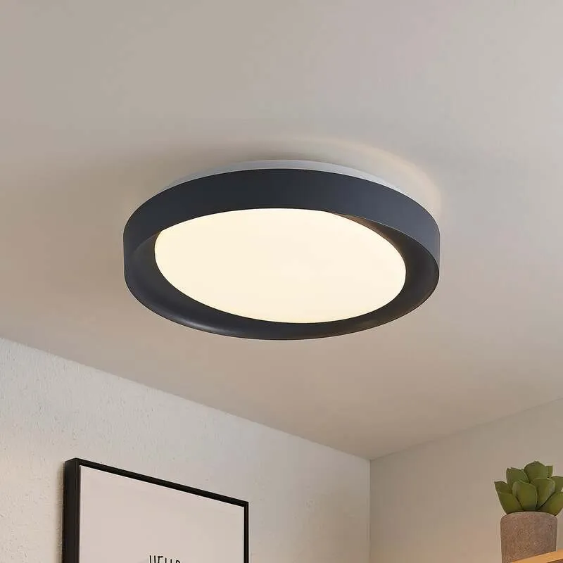 B-Ware Lindby Deckenleuchte Alyano LED dimmbar RGB CCT Fernbedienung 48cm dunkelgrau
