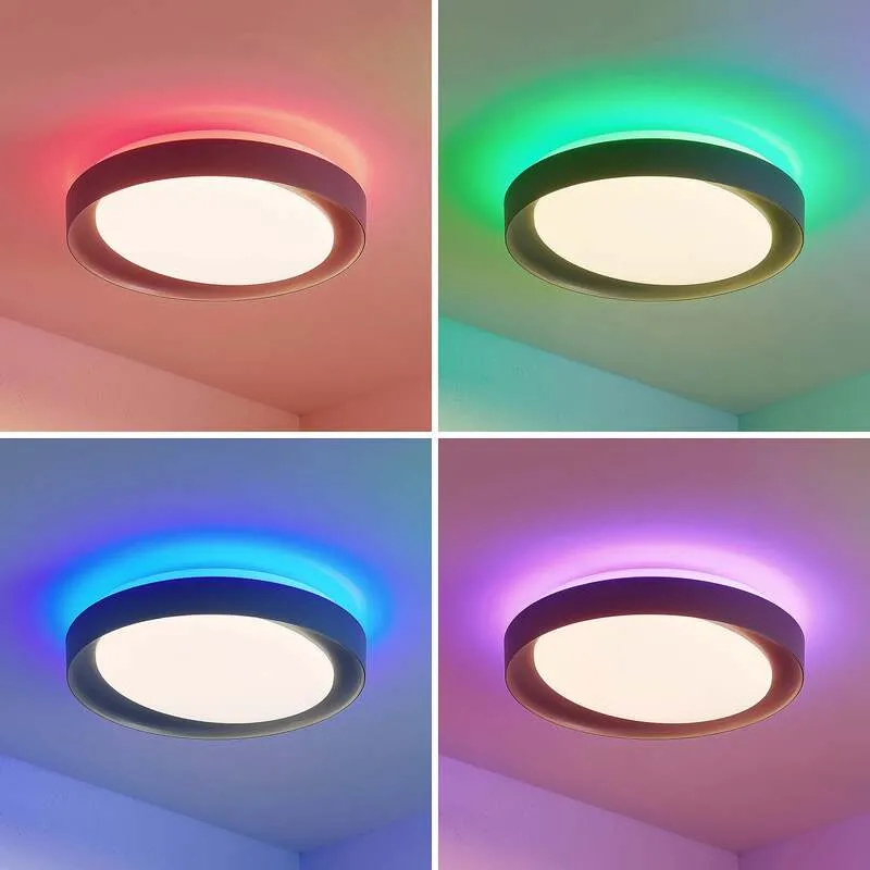 B-Ware Lindby Deckenleuchte Alyano LED dimmbar RGB CCT Fernbedienung 48cm dunkelgrau