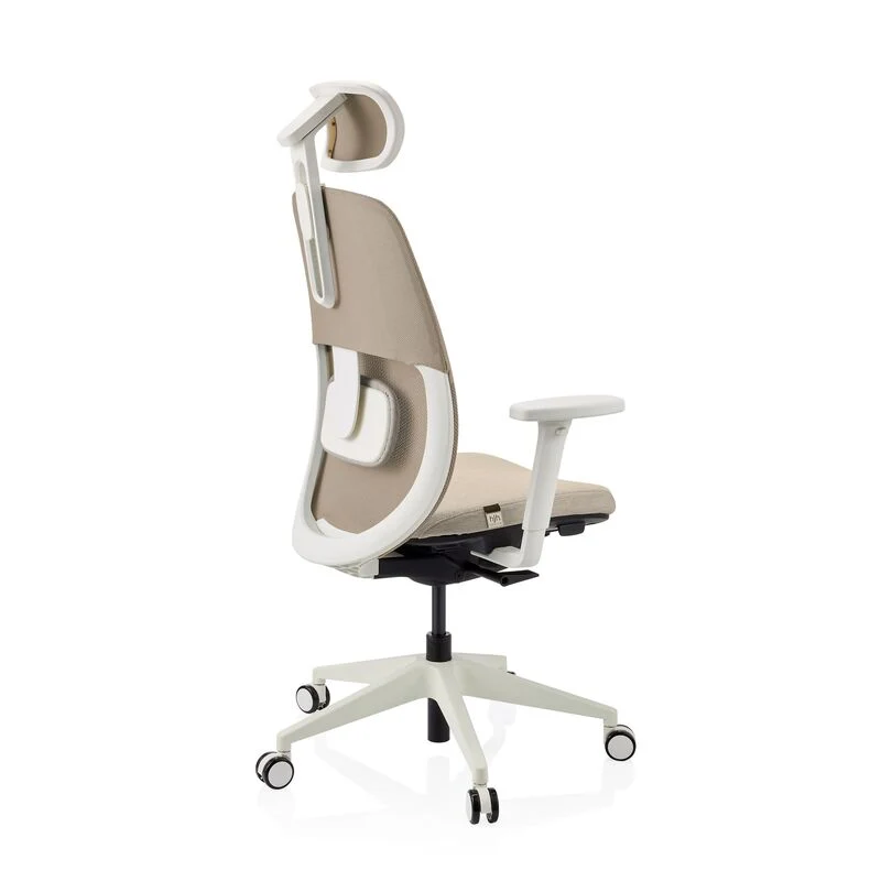 B-Ware hjh OFFICE Bürostuhl Drehstuhl Stuhl Skandis Pro Kopfstütze Beige Weiß Mesh