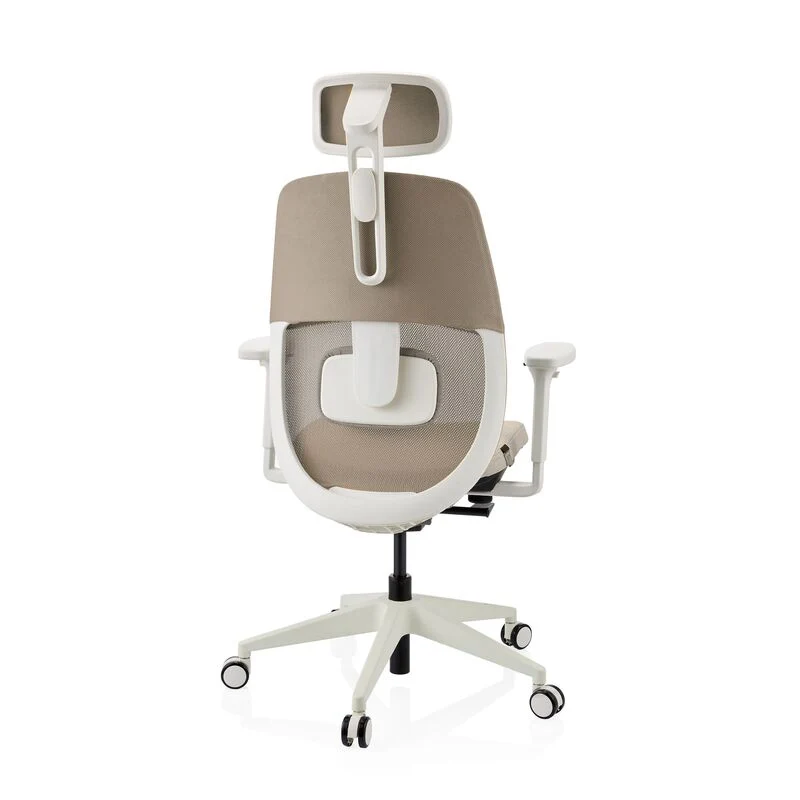 B-Ware hjh OFFICE Bürostuhl Drehstuhl Stuhl Skandis Pro Kopfstütze Beige Weiß Mesh