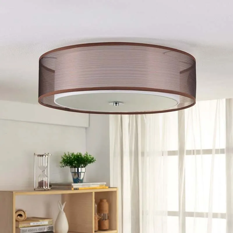 B-Ware Lindby Deckenlampe Deckenleuchte Tobia LED Lampe dimmbar braun Ø50cm 3-flammig