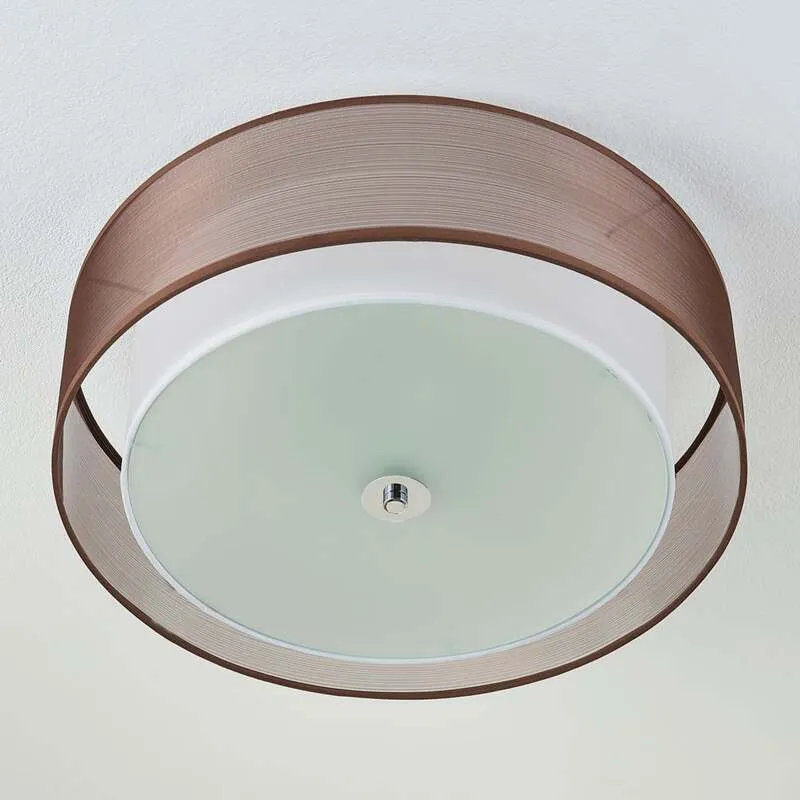 B-Ware Lindby Deckenlampe Deckenleuchte Tobia LED Lampe dimmbar braun Ø50cm 3-flammig
