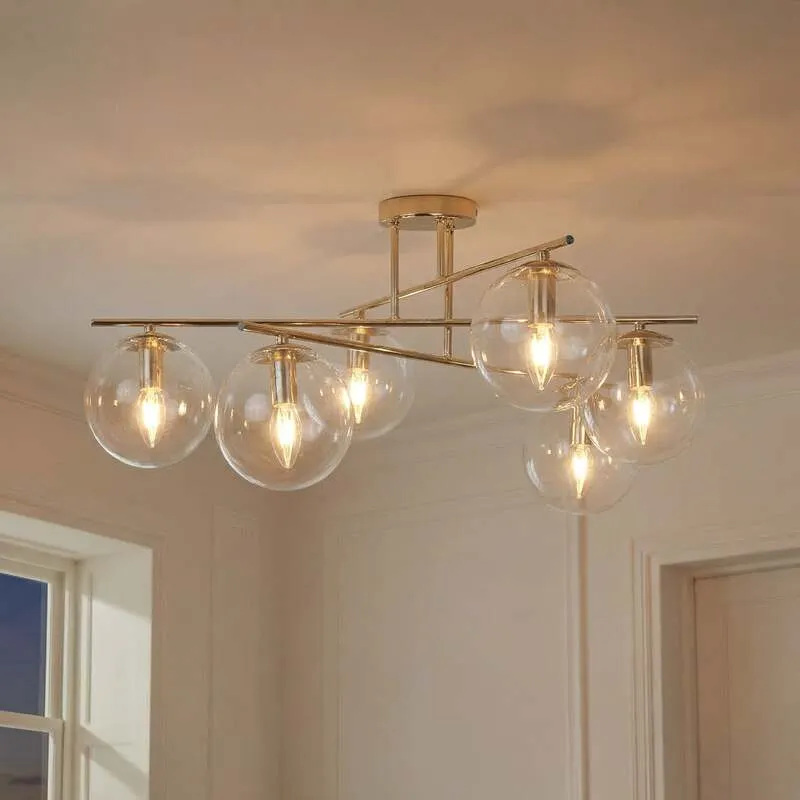 B-Ware Deckenleuchte Zoe 6-flammig LED goldfarben dimmbar Lampe Leuchte 72x72cm