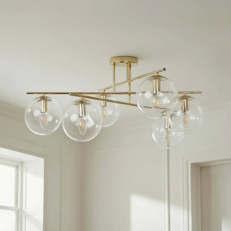 B-Ware Deckenleuchte Zoe 6-flammig LED goldfarben dimmbar Lampe Leuchte 72x72cm