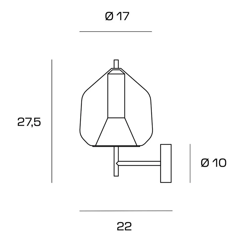 B-Ware miloox by Sforzin Wandlampe X-Ray kupferfarben/goldfarben Höhe 27,5 cm Glas
