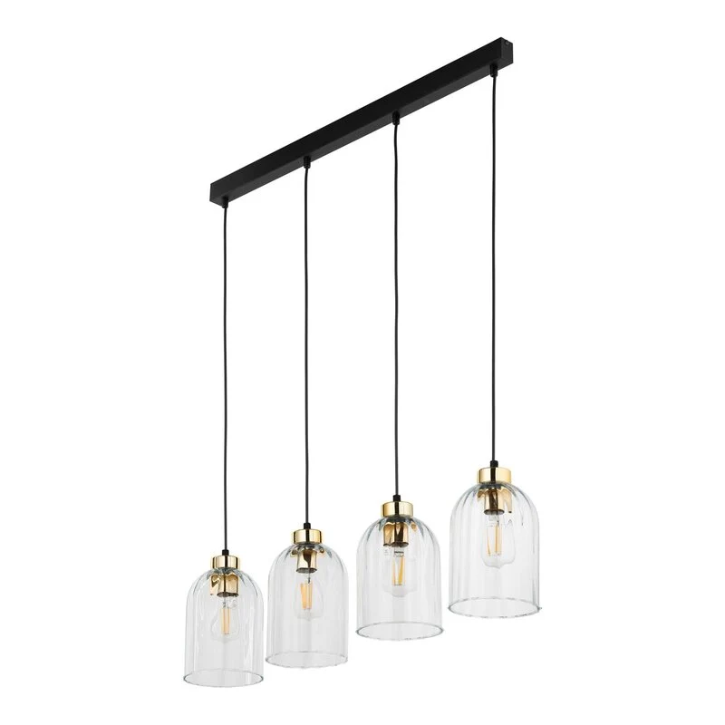 B-Ware Glas-Hängeleuchte Satipo vierflammig transparent Deckenlampe Deckenleuchte Lampe