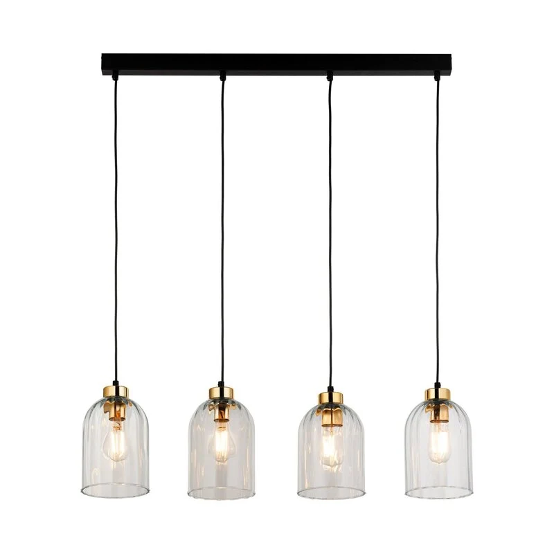 B-Ware Glas-Hängeleuchte Satipo vierflammig transparent Deckenlampe Deckenleuchte Lampe