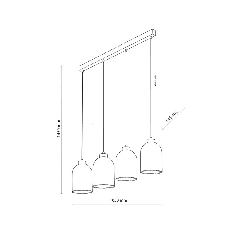 B-Ware Glas-Hängeleuchte Satipo vierflammig transparent Deckenlampe Deckenleuchte Lampe