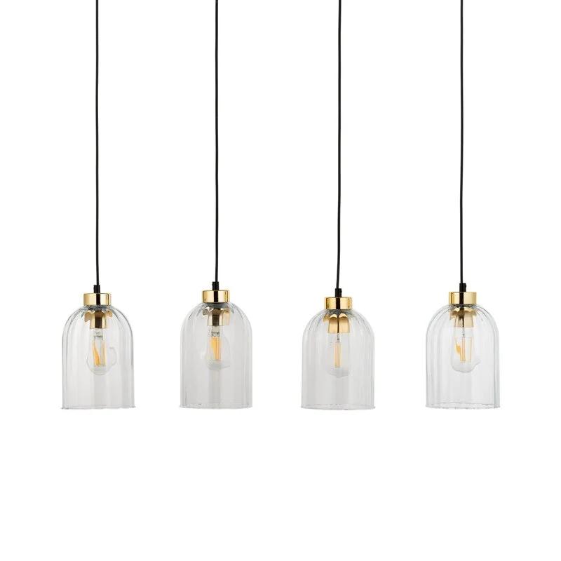 B-Ware Glas-Hängeleuchte Satipo vierflammig transparent Deckenlampe Deckenleuchte Lampe