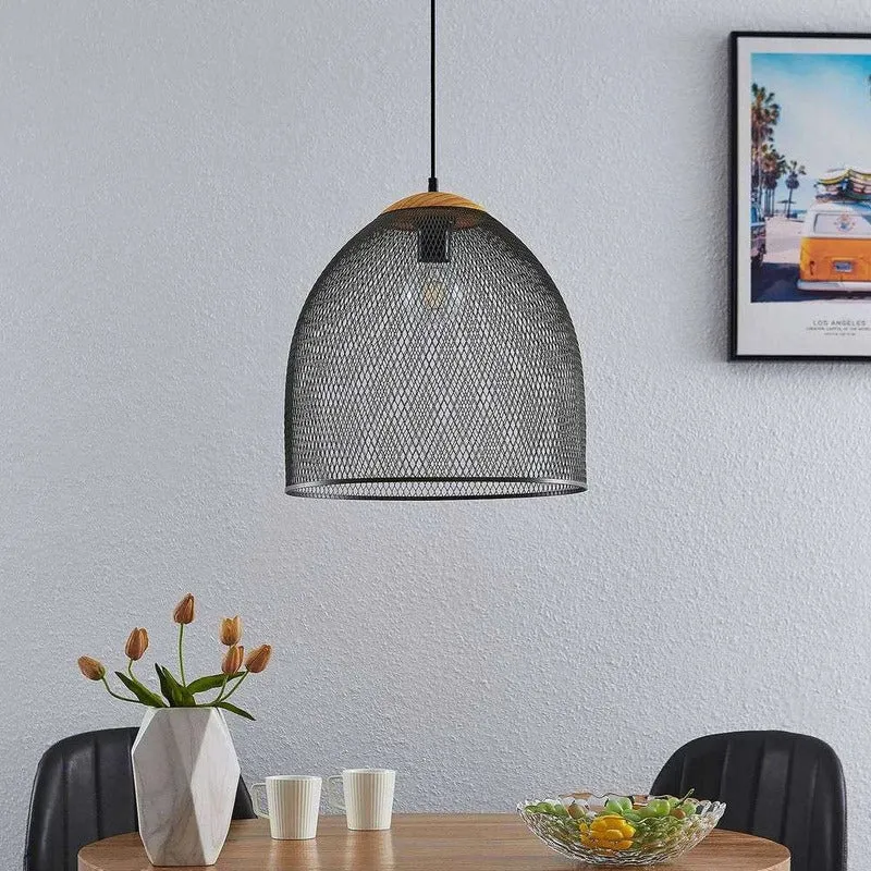 B-Ware Lindby Monigo Hängelampe Pendelleuchte Nickel/Wood Deckenlampe Deckenleuchte