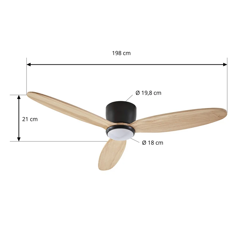 B-Ware Lucande Deckenventilator Lignia LED Ventilator Holz schwarz Ø132cm Fernbedienung