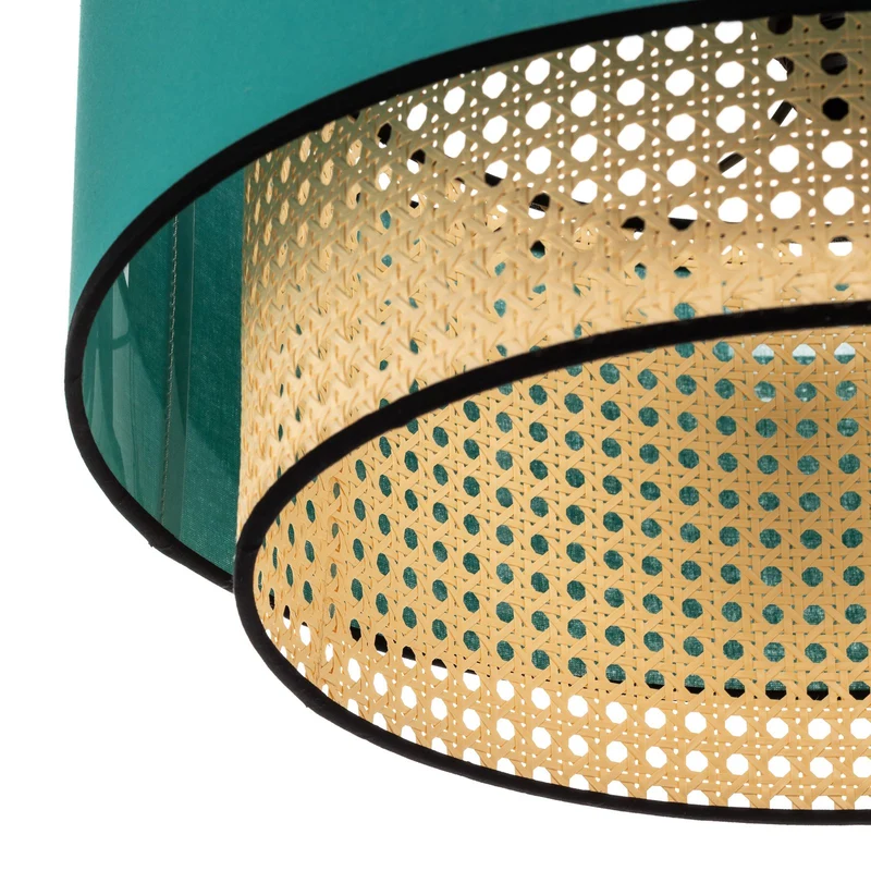 B-Ware Deckenleuchte Lampe Boho Rattan Beleuchtung Deckenlampe Baumwolle beige petrol