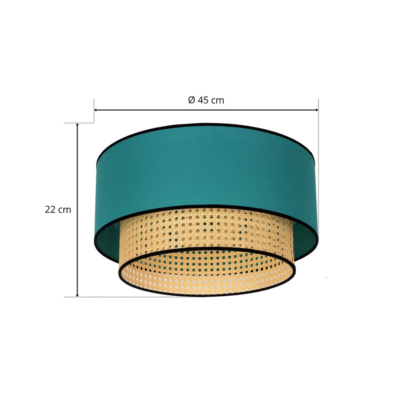 B-Ware Deckenleuchte Lampe Boho Rattan Beleuchtung Deckenlampe Baumwolle beige petrol