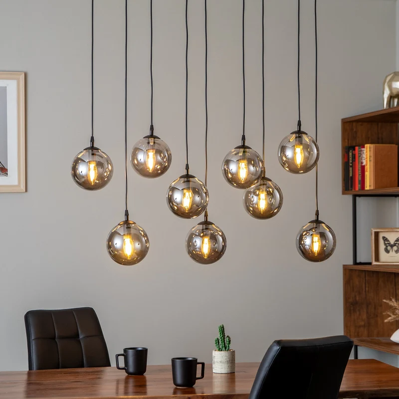 B-Ware Euluna Hängeleuchte Glassy Hängelampe Pendelleuchte Lampe Leuchte 9-flammig Glas