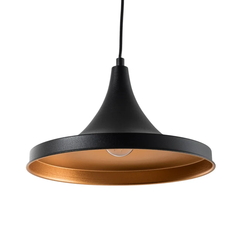 B-Ware Berceste Hängeleuchte Pendelleuchte Metall schwarz gold Lampenschirm 30cm