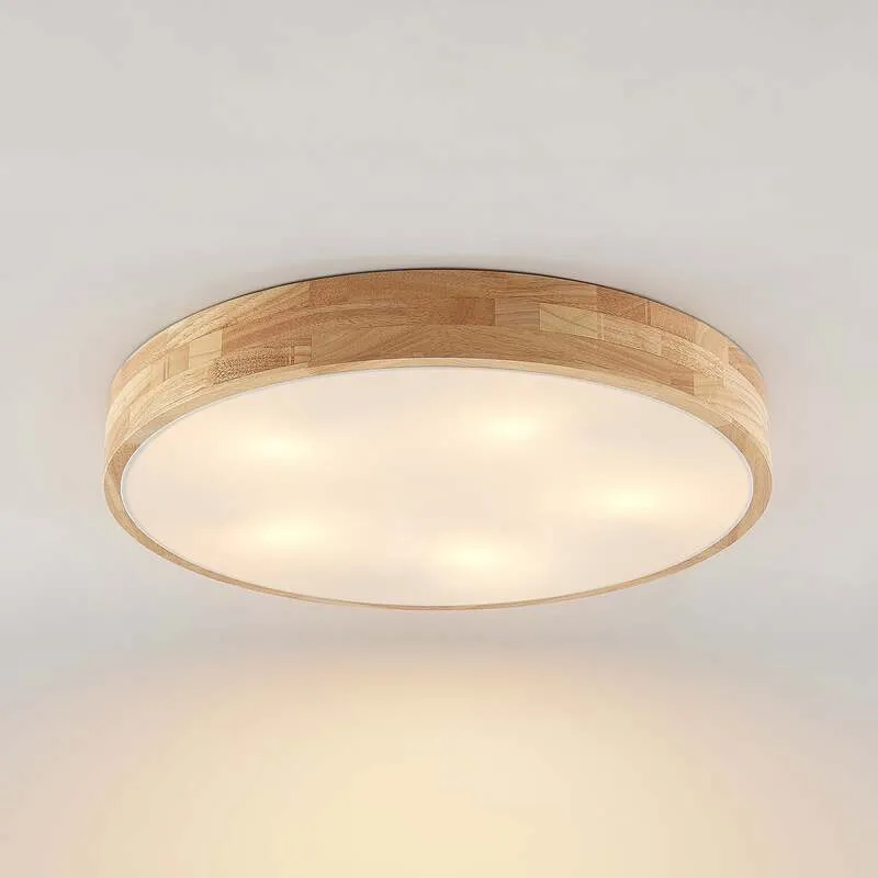 B-Ware Lindby Deckenlampe Tanju LED Leuchte Lampe dimmbar rustikal Ø60cm Holz weiß