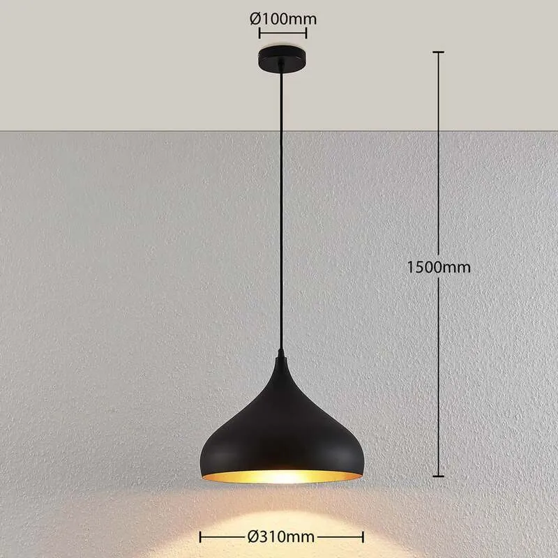 B-Ware Lindby Hängelampe Hängeleuchte Ritana LED Pendelleuchte Lampe schwarz-gold Ø31cm