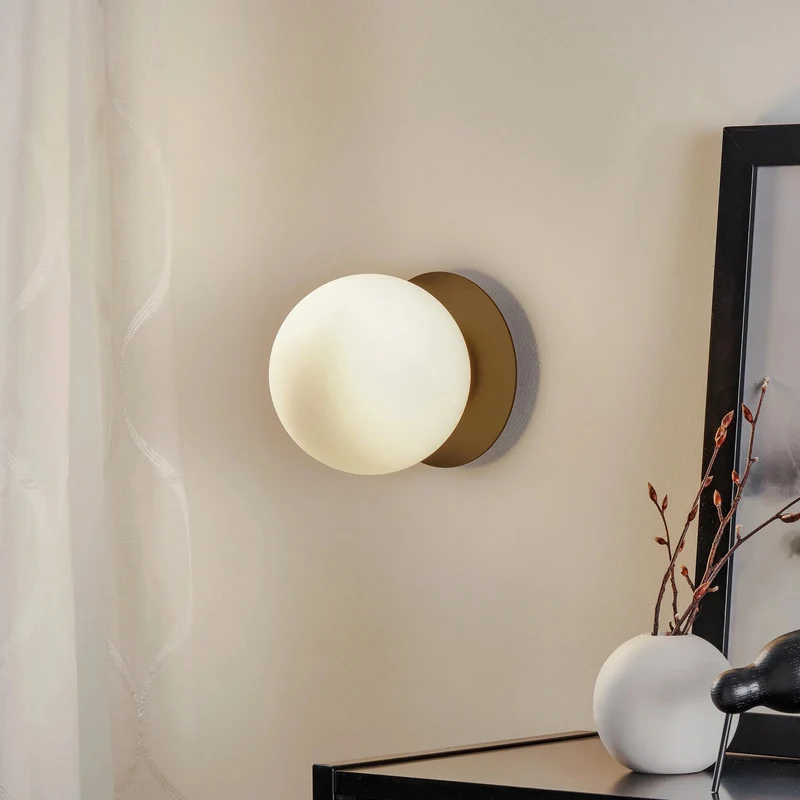 B-Ware Wandleuchte Minerva K1 Metall schwarz Lampe Leuchte Wandlicht Kugel rund E14
