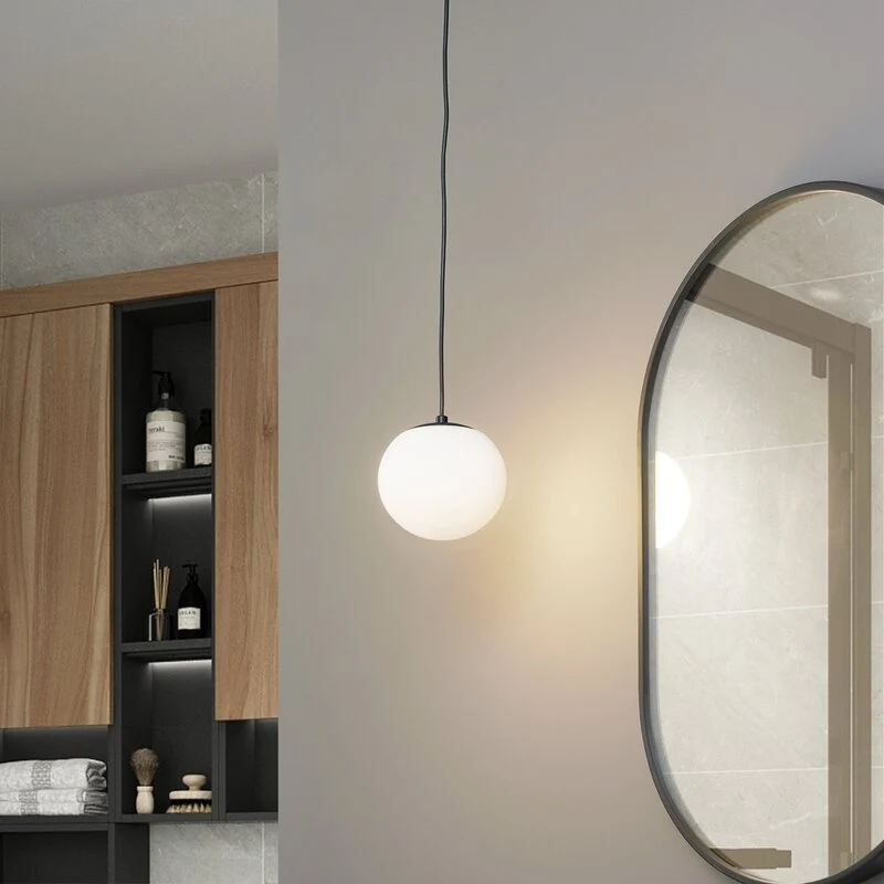 B-Ware Lucande Hängelampe Bidolo schwarz Glas Ø 15 cm IP44 Deckenlampe Lampe Leuchte