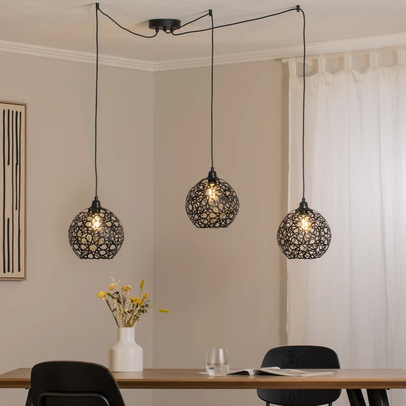 B-Ware Hängelampe Fellini MR-897 3-flg. dezentral schwarz E27 Deckenlampe Lampe Leuchte
