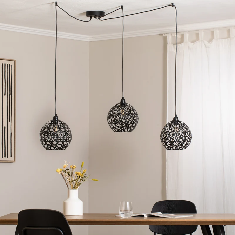 B-Ware Hängelampe Fellini MR-897 3-flg. dezentral schwarz E27 Deckenlampe Lampe Leuchte