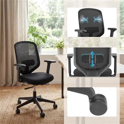 B-Ware HJH OFFICE Bürostuhl Drehstuhl Schreibtischstuhl Delvia Schwarz Armlehnen