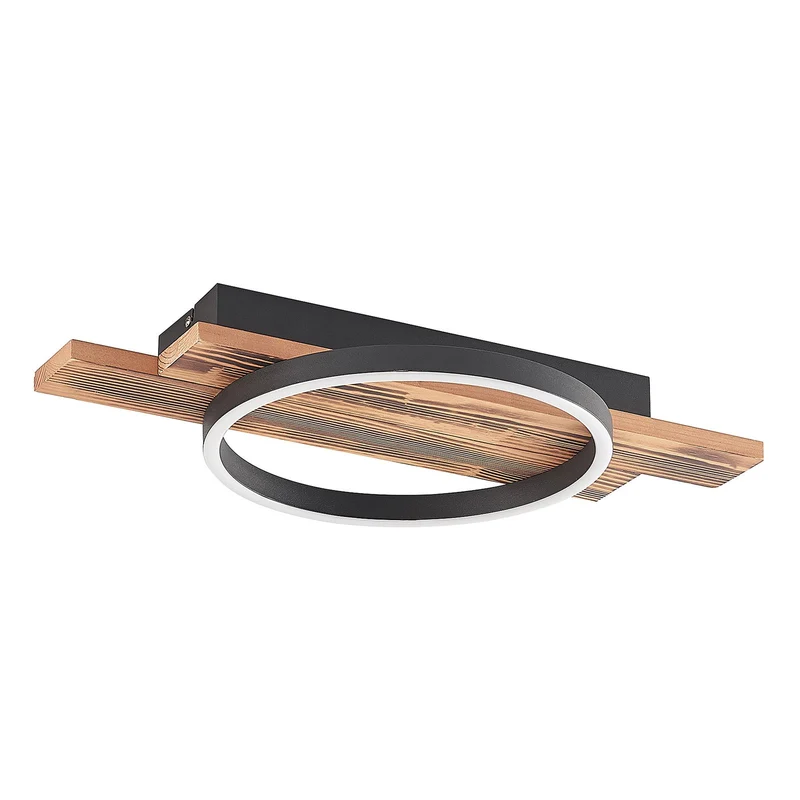 B-Ware Lindby Deckenleuchte Deckenlampe LED Sentoa Holz hell dimmbar warmweiß Wohnzi639