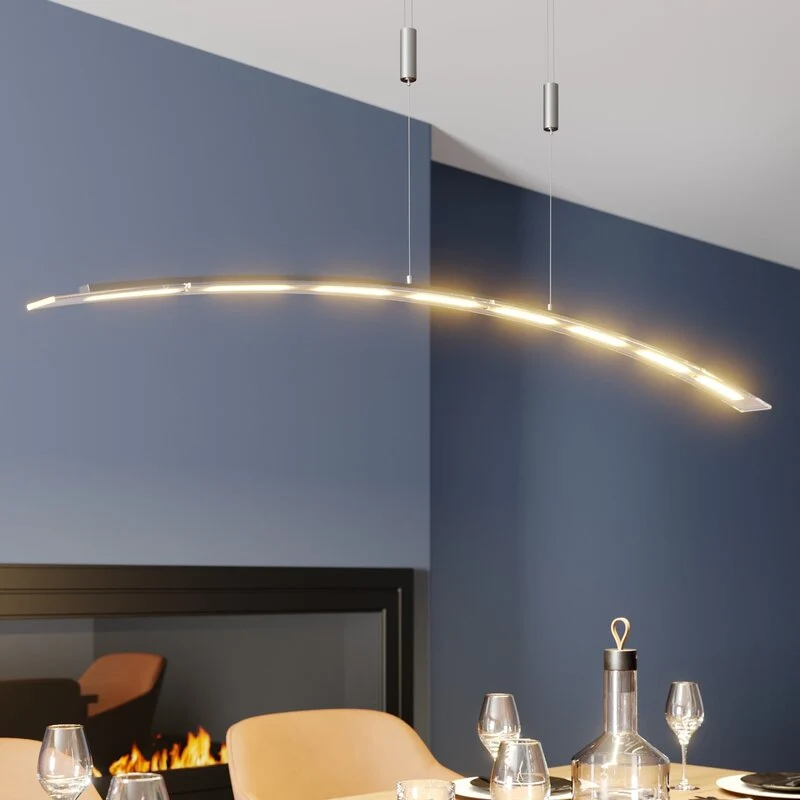 B-Ware Lindby Pendelleuchte Hängeleuchte LED Manon Glas Metall höhenverstellbar grau