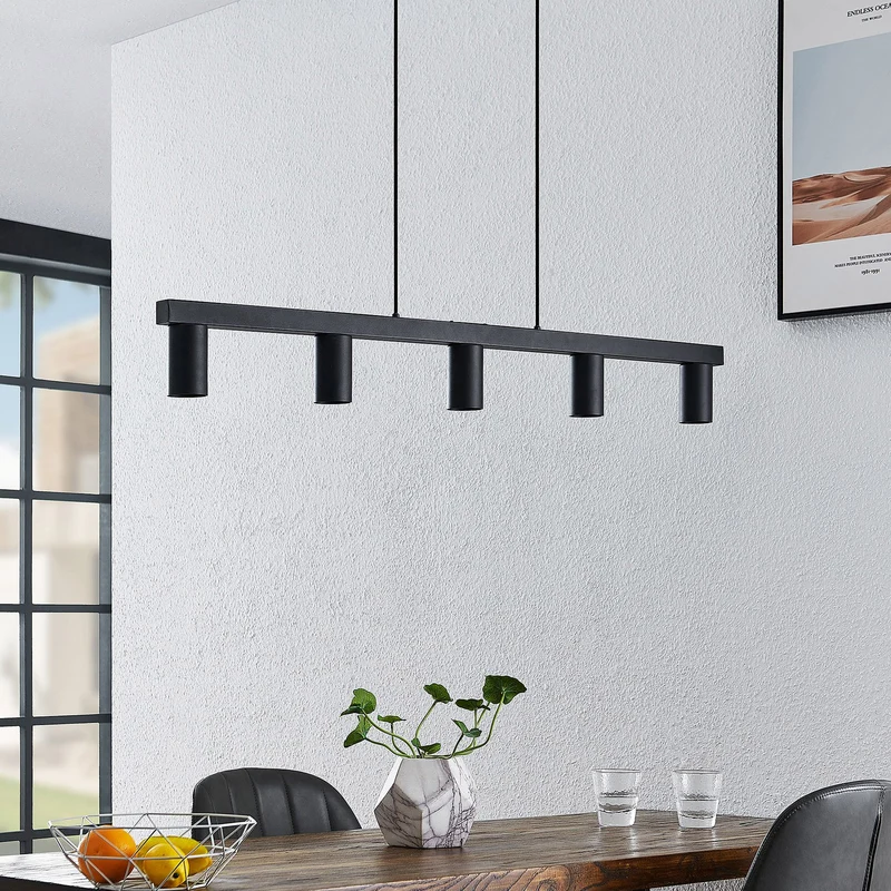B-Ware Lindby Baliko Hängeleuchte Deckenlampe Lampe Pendelleuchte 5-flmg GU10 schwarz