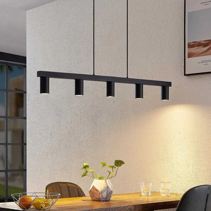 B-Ware Lindby Baliko Hängeleuchte Deckenlampe Lampe Pendelleuchte 5-flmg GU10 schwarz