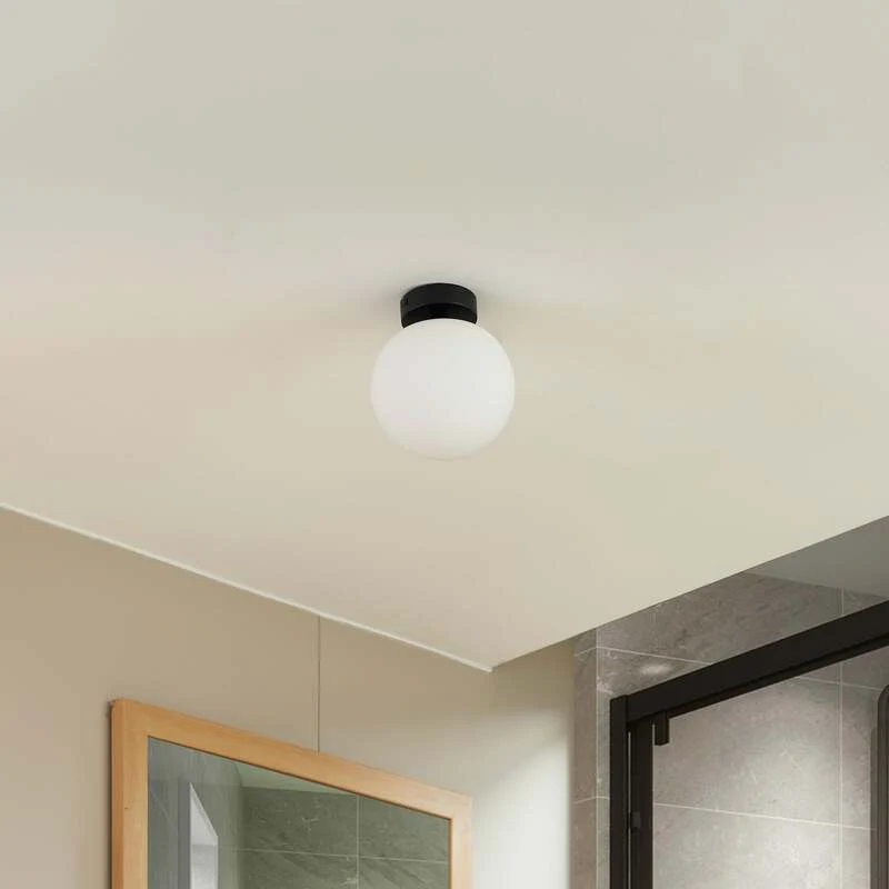 B-Ware Lucande Deckenlampe Bidolo LED Lampe dimmbar schwarz IP44 Ø15cm 17,7cm hoch