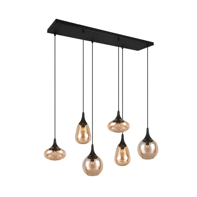 B-Ware TRIO LIGHTING Hängeleuchte Pendelleuchte Lumina 6-flammig dimmbar schwarz amber