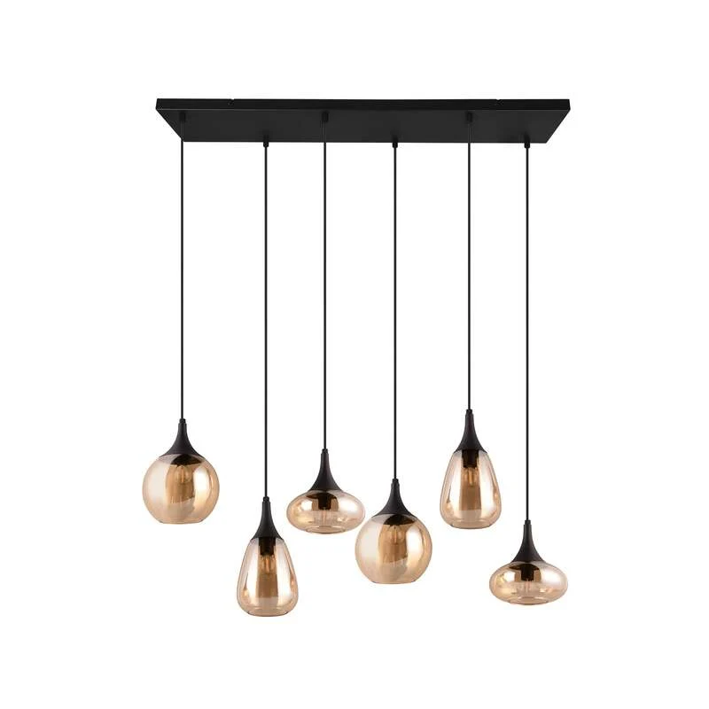B-Ware TRIO LIGHTING Hängeleuchte Pendelleuchte Lumina 6-flammig dimmbar schwarz amber
