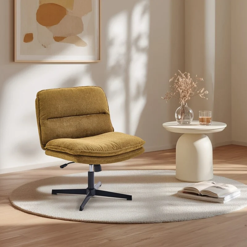 B-Ware hjh LIVING Loungesessel Sessel Schneidersitzstuhl Criss-Cross 20 Stoff Braun