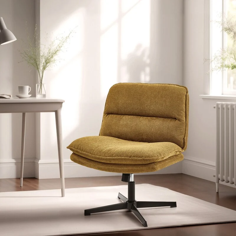 B-Ware hjh LIVING Loungesessel Sessel Schneidersitzstuhl Criss-Cross 20 Stoff Braun