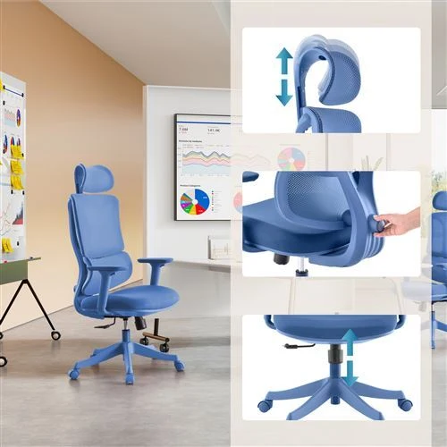 B-Ware MyBuero Ergomy Colore Bürostuhl Blau 3D Netzstoff ergonomisch 120kg max
