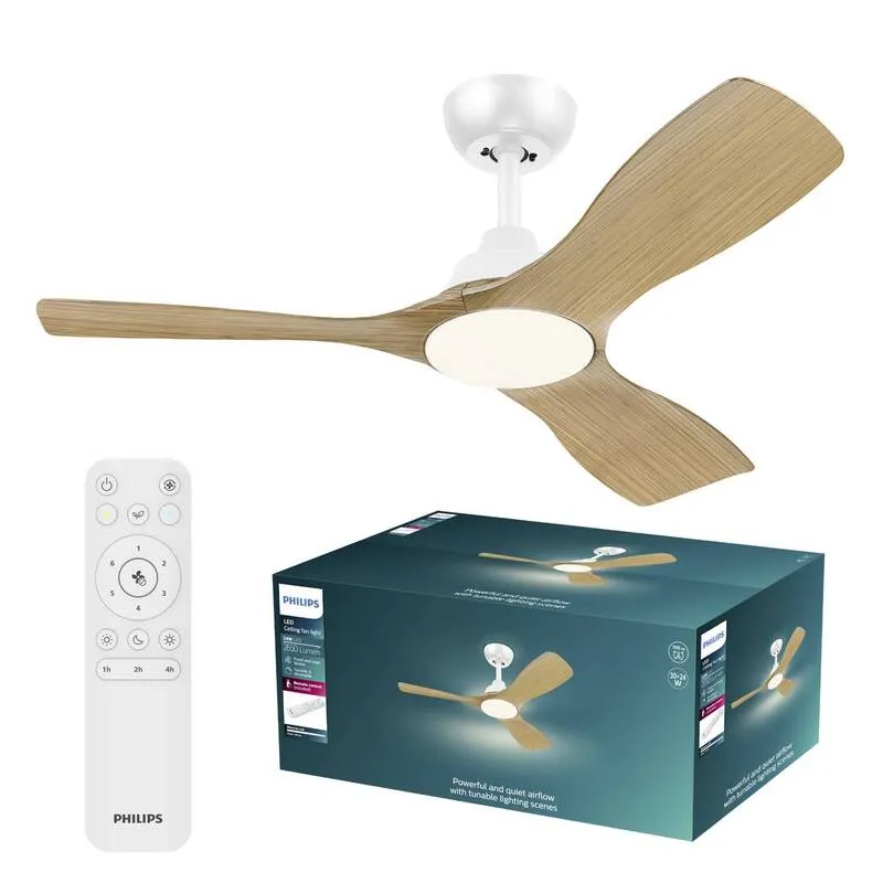 B-Ware Philips LED Deckenventilator Olas 30W dimmbar mit Fernbedienung braun 190m³/min