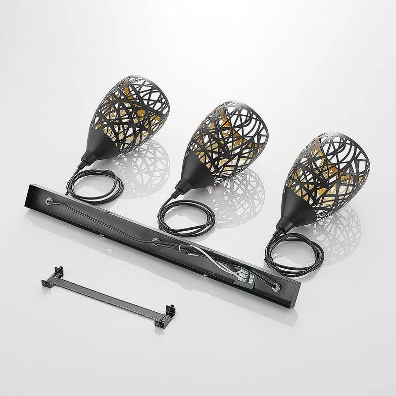 B-Ware Lindby Pendelleuchte Hängeleuchte Marcello LED Lampe dimmbar schwarz-gold 75cm