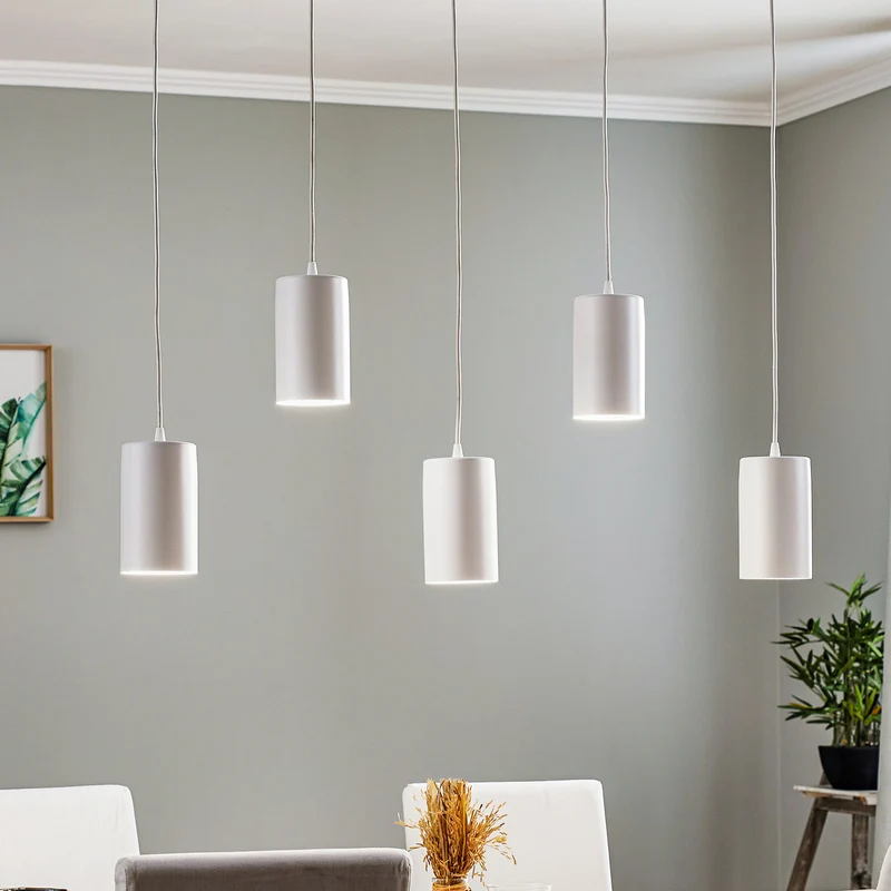 B-Ware Pendelleuchte ZW Tube 170 Hängeleuchte 5-flammig dimmbar weiß 95x10cm Stahl