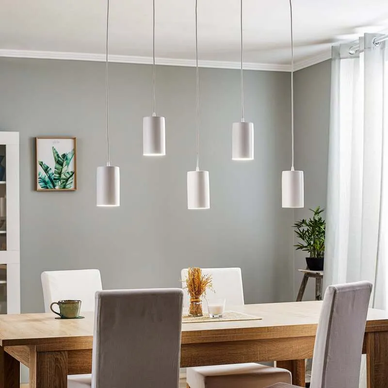 B-Ware Pendelleuchte ZW Tube 170 Hängeleuchte 5-flammig dimmbar weiß 95x10cm Stahl