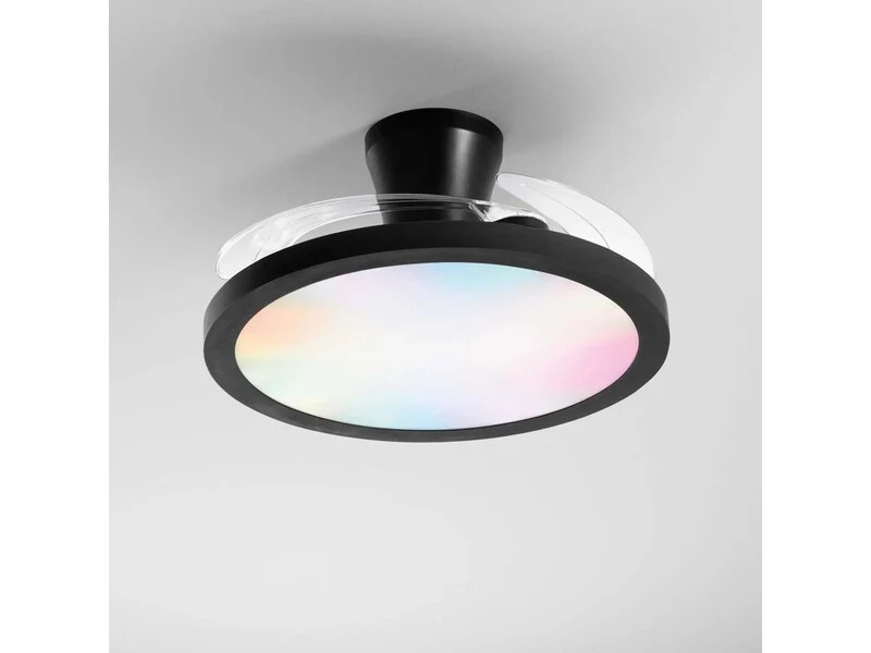 B-Ware Intec Plafoniera Ventilator CCT dimmbar RGB Condor 46W 4050lm 24x49cm schwarz