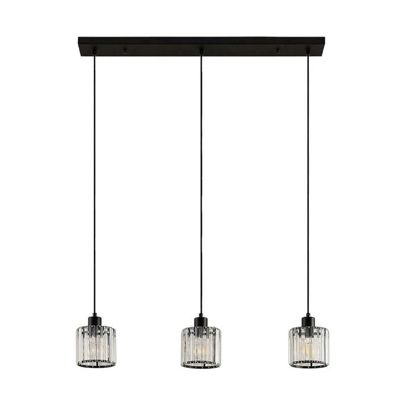 B-Ware Lindby Hängeleuchte Vella LED Pendelleuchte Lampe 3-flg transparent 83cm schwarz