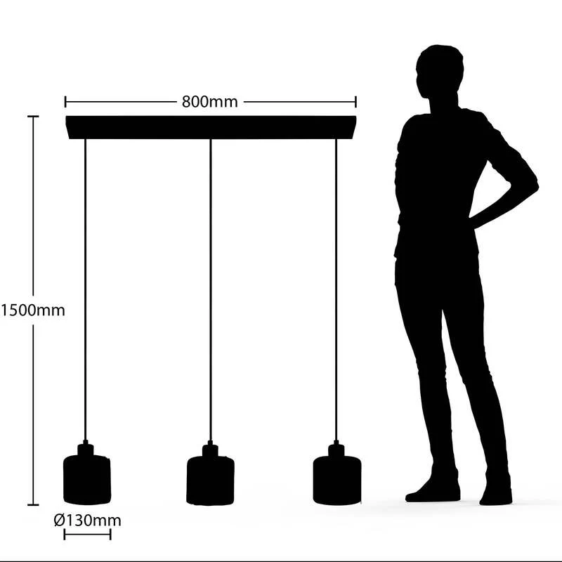 B-Ware Lindby Hängeleuchte Vella LED Pendelleuchte Lampe 3-flg transparent 83cm schwarz