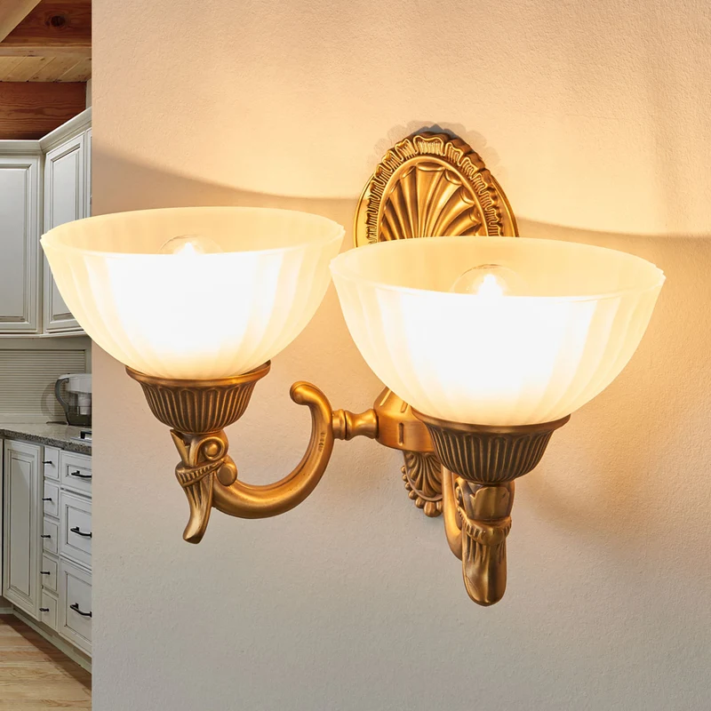 B-Ware Orion Wandleuchte Rocca 2-flammig LED dimmbar bronze weiß Metall Glas 36,5cm