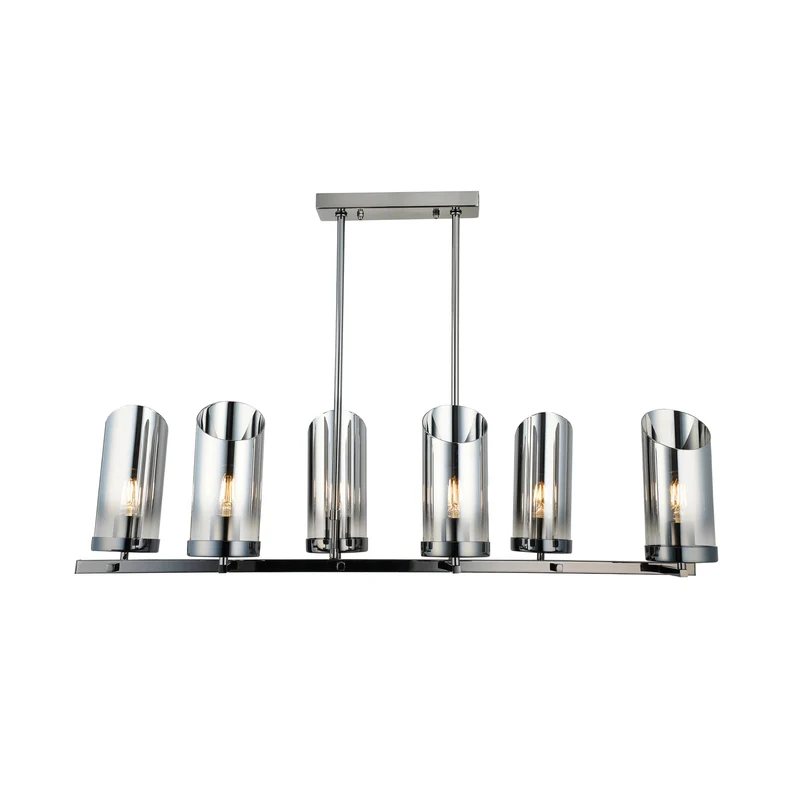 B-Ware Lucea Kronleuchter Padrela linear schwarz-chrom 6-flg Deckenlampe Deckenleuchte
