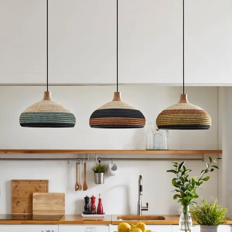 B-Ware Forestier Pendelleuchte Hängelampe Leuchte Grün Rattan Hanf E27 Designer Jette